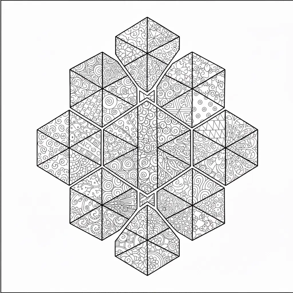 דף צביעה של קוביות זנטנגל להדפסה