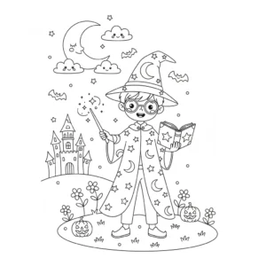 דף צביעה של קוסם האלווין להדפסה