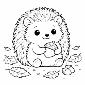 דף צביעה של קיפוד חמוד בסתיו להדפסה