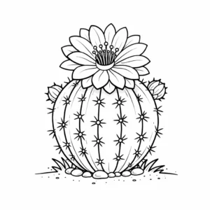 דף צביעה של קקטוס פורח להדפסה