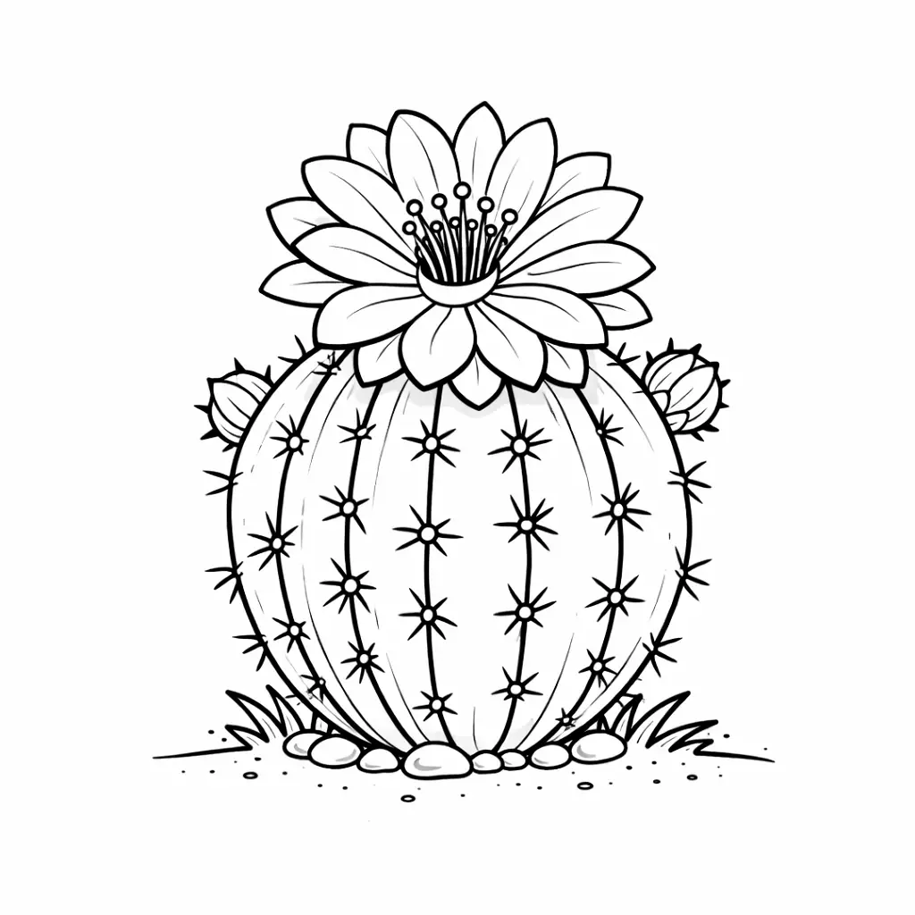 דף צביעה של קקטוס פורח להדפסה