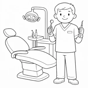 דף צביעה של רופא שיניים להדפסה