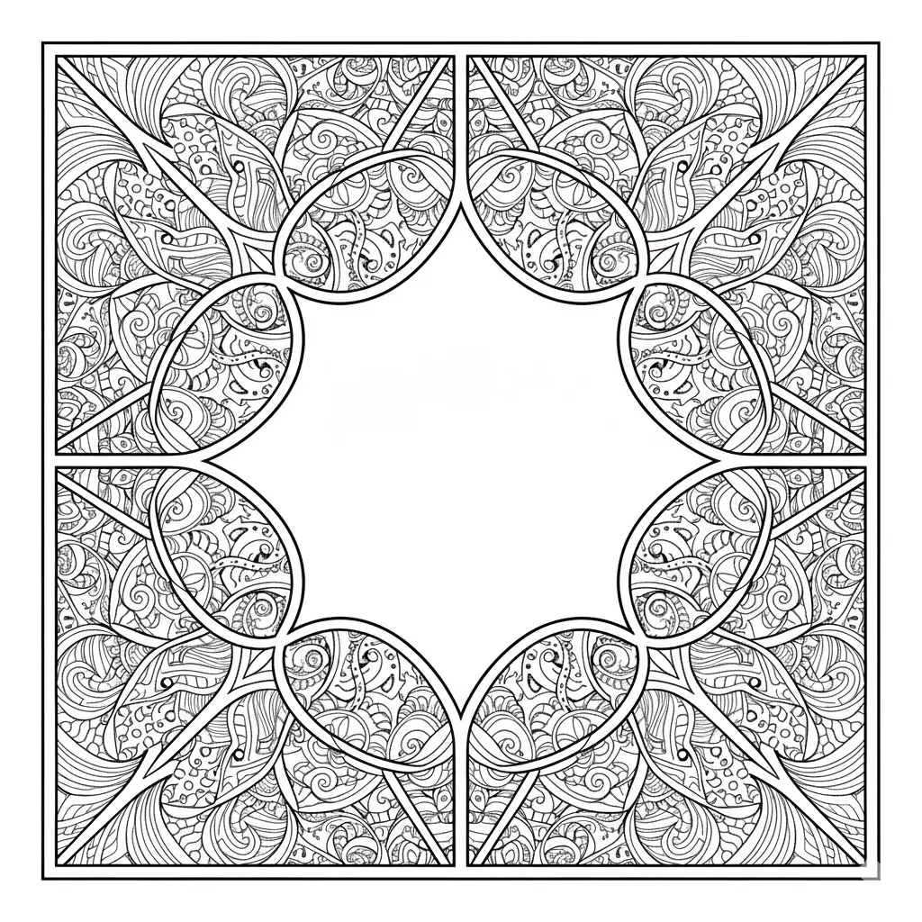 דף צביעה של ריבוע זנטנגל להדפסה