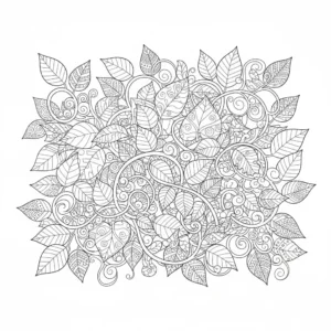 דף צביעה של ריבוע עלים זנטנגל להדפסה