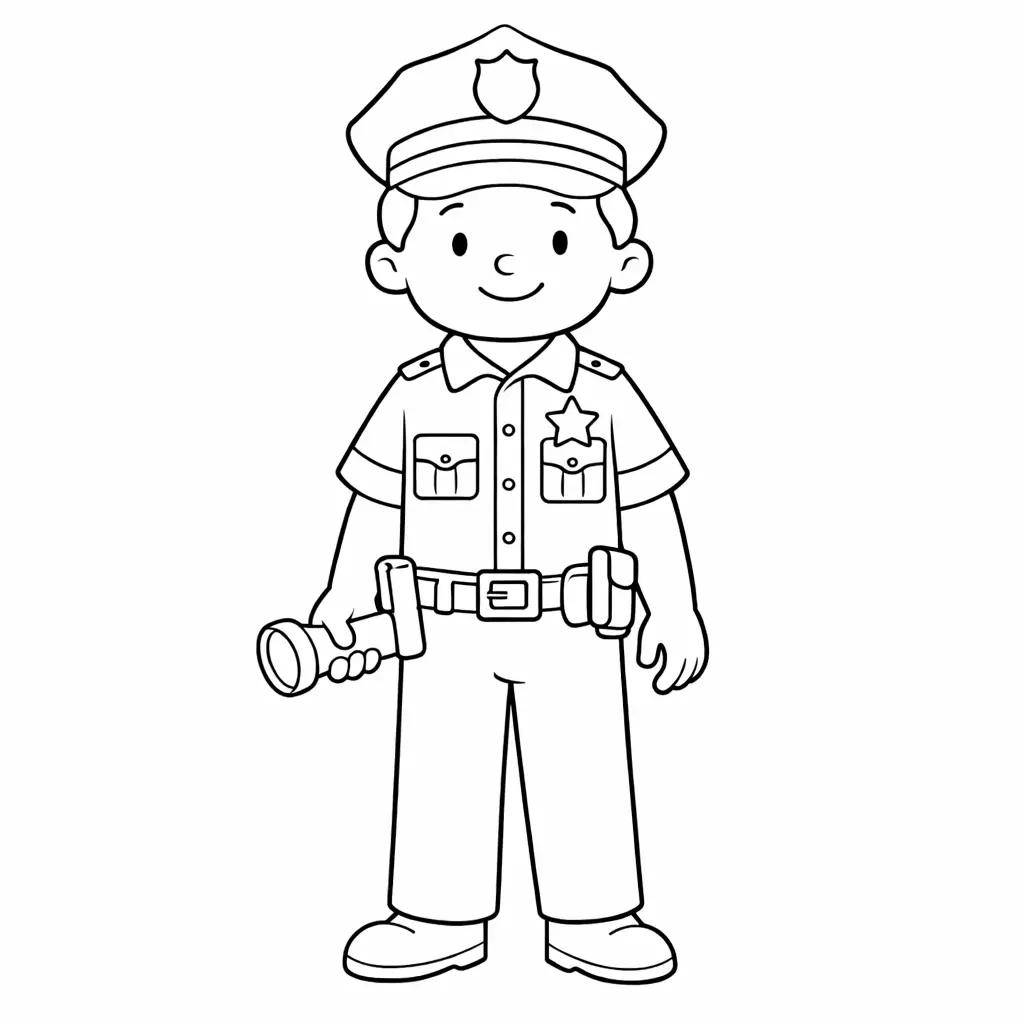 דף צביעה של שוטר להדפסה