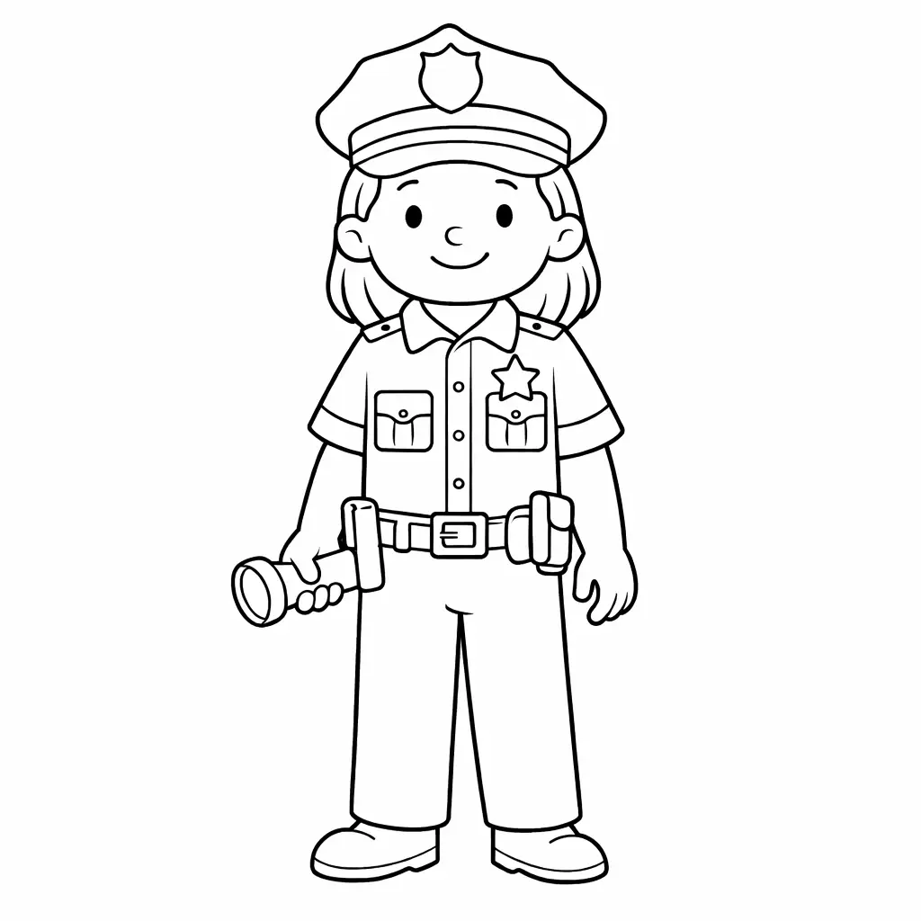 דף צביעה של שוטרת להדפסה