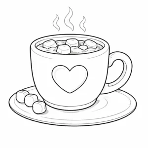 דף צביעה של שוקו חם בחורף להדפסה