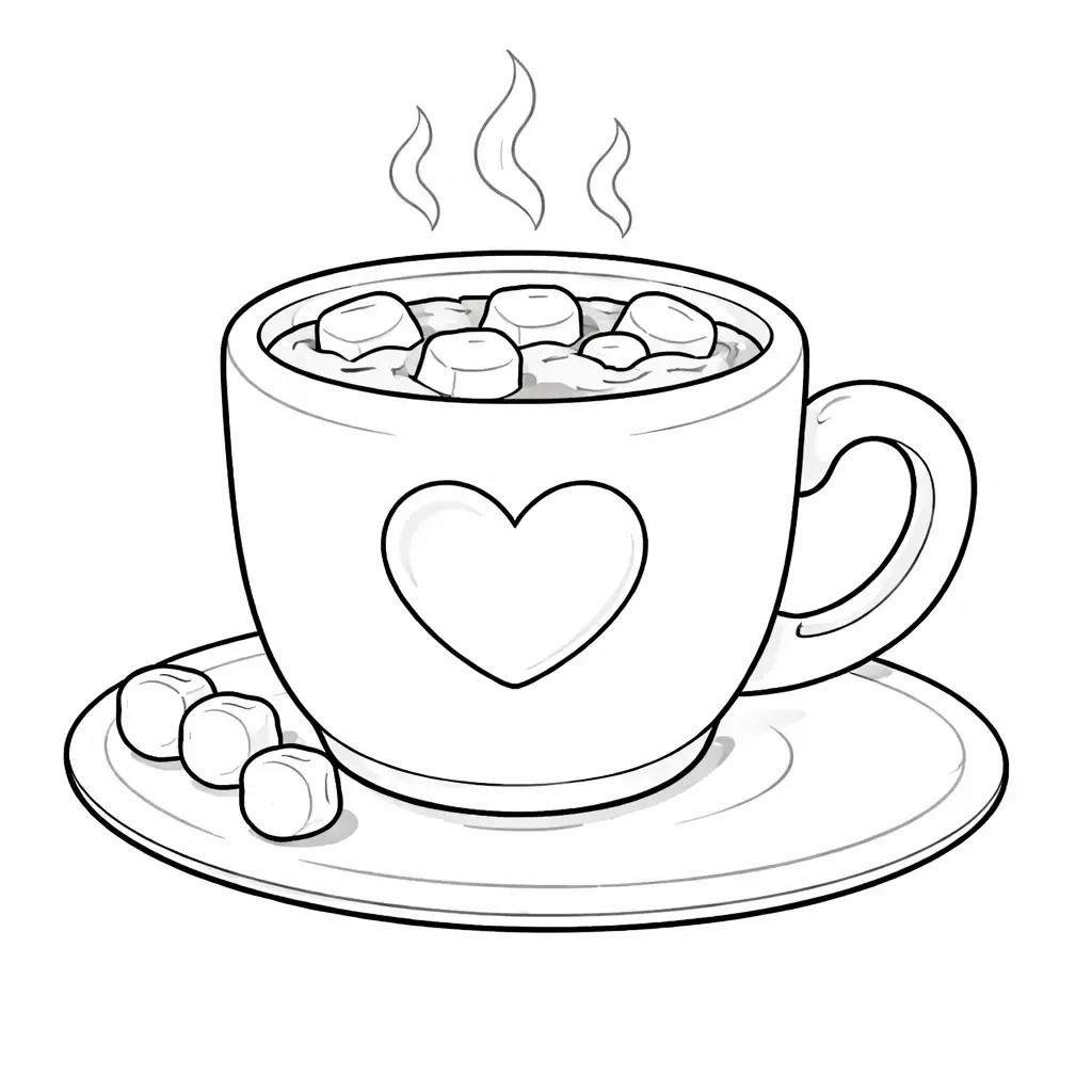 דף צביעה של שוקו חם בחורף להדפסה