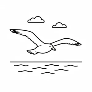 דף צביעה של שחף מעופף להדפסה