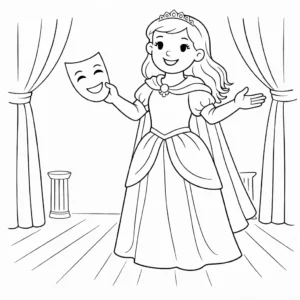 דף צביעה של שחקנית תיאטרון להדפסה