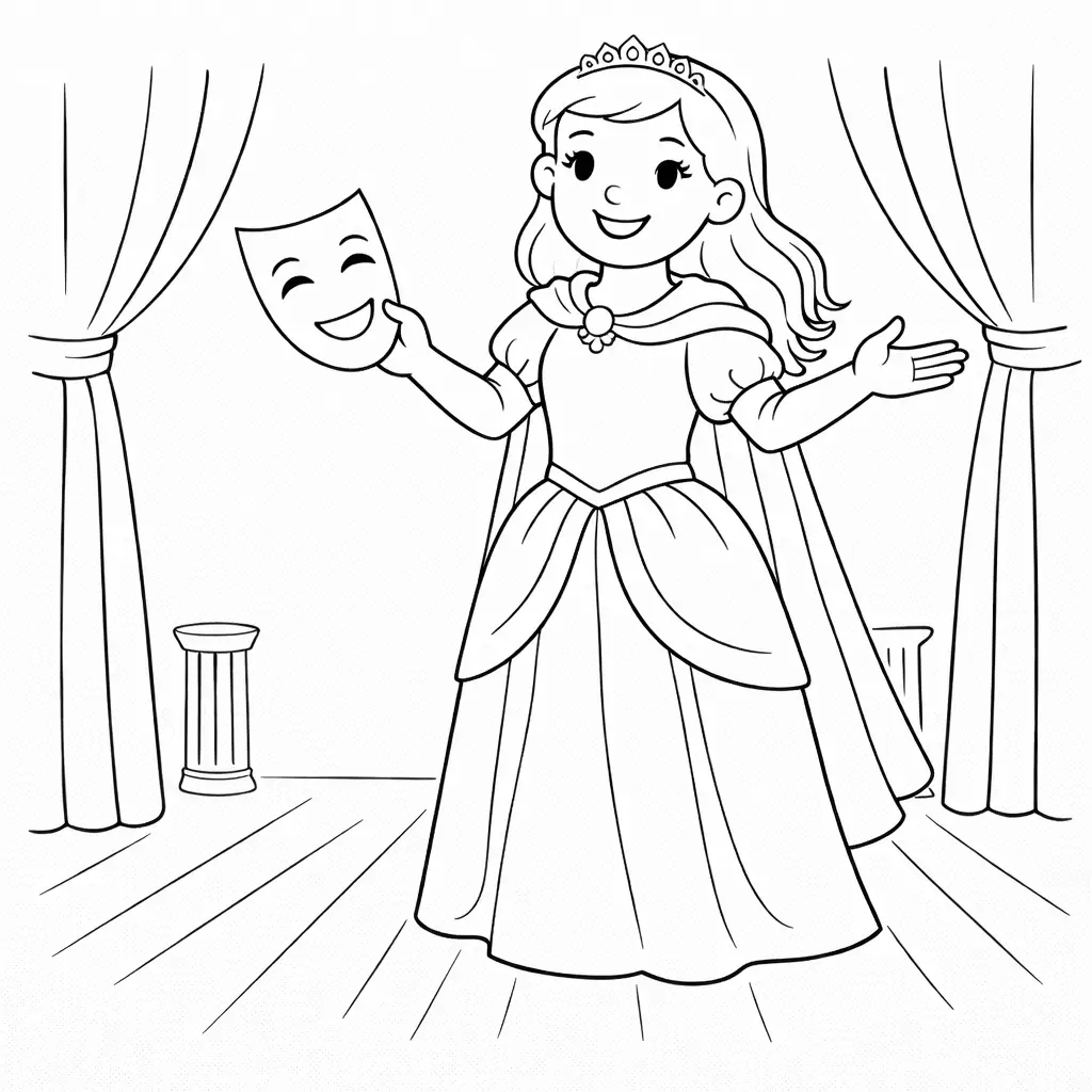 דף צביעה של שחקנית תיאטרון להדפסה