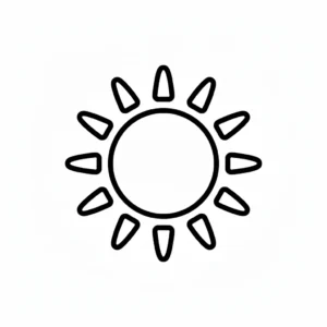 דף צביעה של שמש לקטנטנים להדפסה