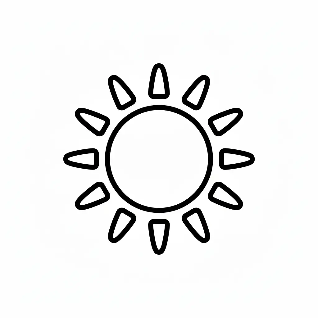 דף צביעה של שמש לקטנטנים להדפסה