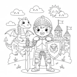 דף צביעה של תחפושת אביר להדפסה