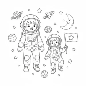 דף צביעה של תחפושת אסטרונאוט להדפסה