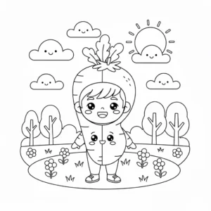 דף צביעה של תחפושת גזר להדפסה