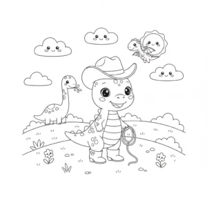 דף צביעה של תחפושת דינוזאור להדפסה