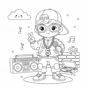 דף צביעה של תחפושת זמר להדפסה