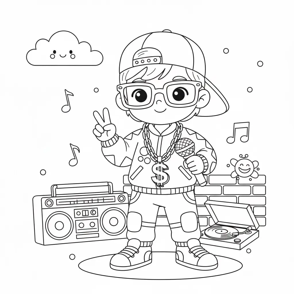 דף צביעה של תחפושת זמר להדפסה