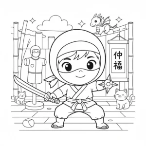 דף צביעה של תחפושת סמוראי להדפסה