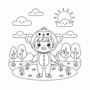 דף צביעה של תחפושת קופיף להדפסה