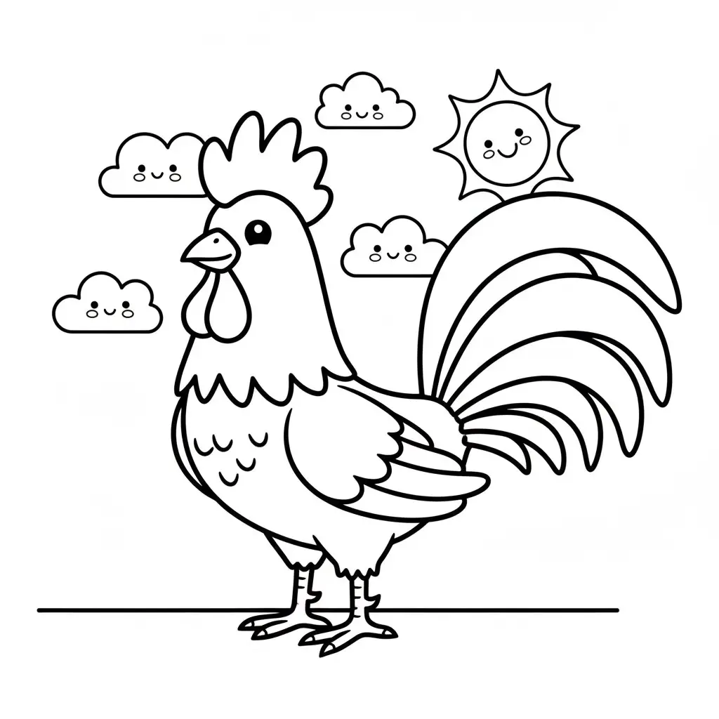 דף צביעה של תרנגול להדפסה