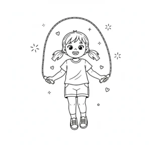 דף צביעה קפיצה בחבל להדפסה