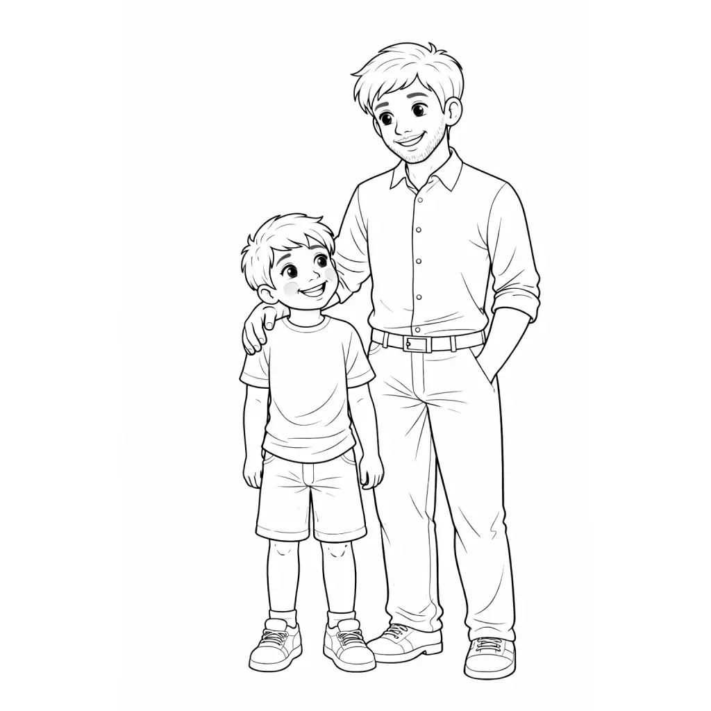 דף צביעה של אבא ובן להדפסה