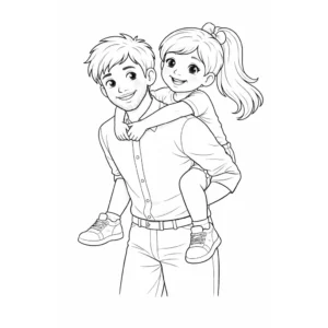 דף צביעה של אבא ובת להדפסה