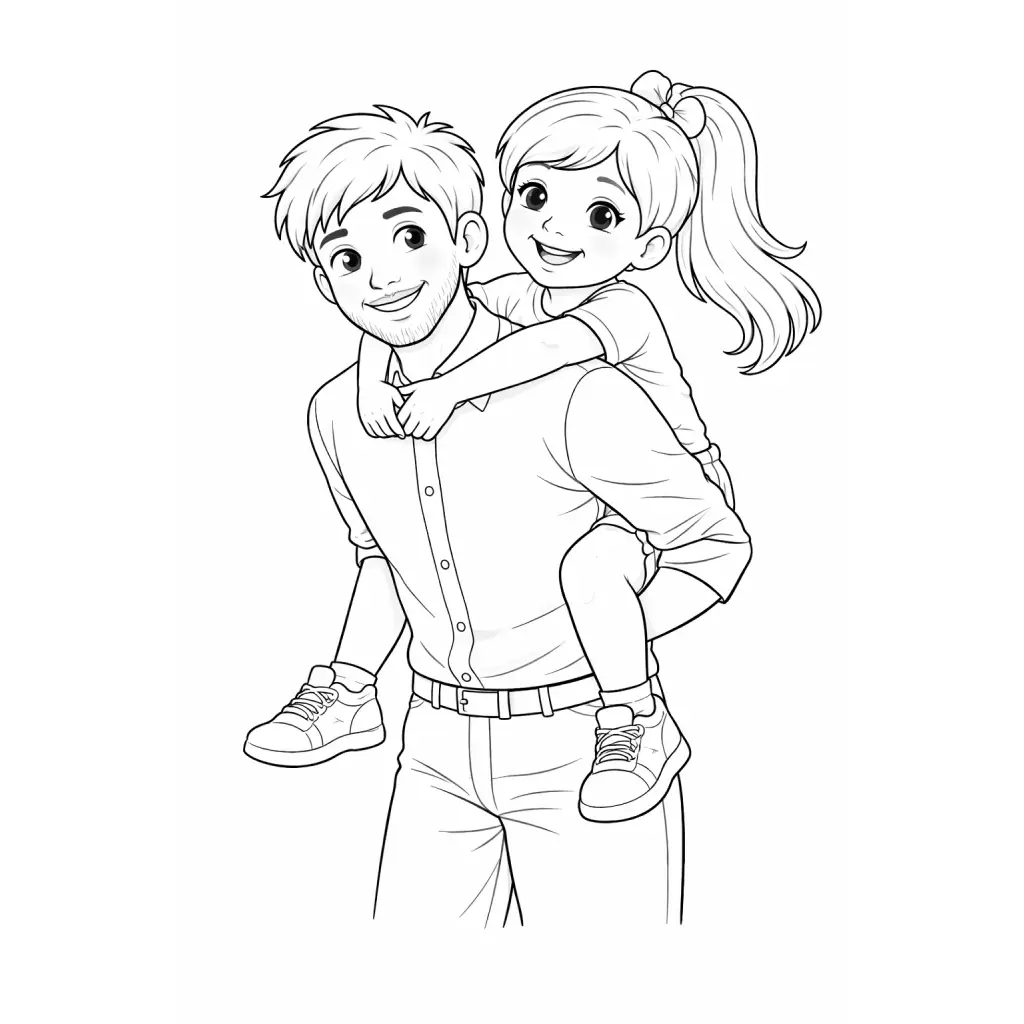 דף צביעה של אבא ובת להדפסה