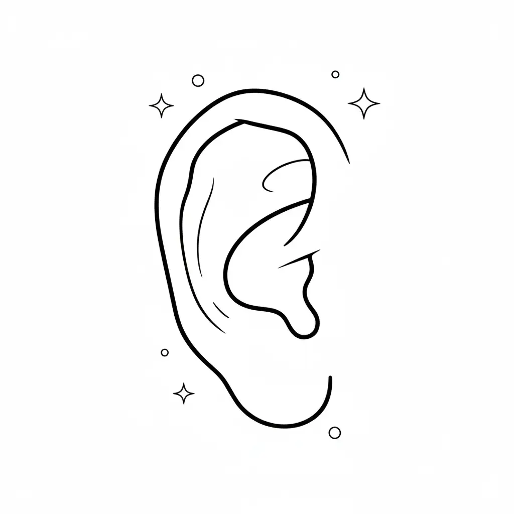 דף צביעה של אוזן להדפסה