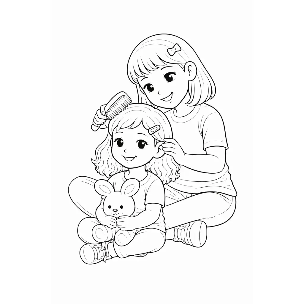 דף צביעה של אחות מסרקת להדפסה