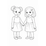 דף צביעה של אחיות מחזיקות ידיים להדפסה