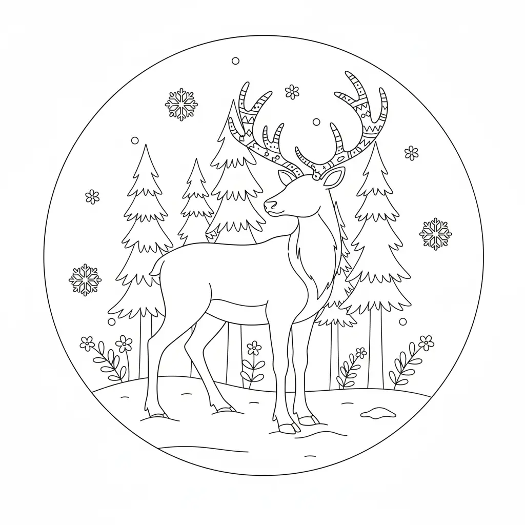 דף צביעה של אייל הצפון בכריסמס להדפסה