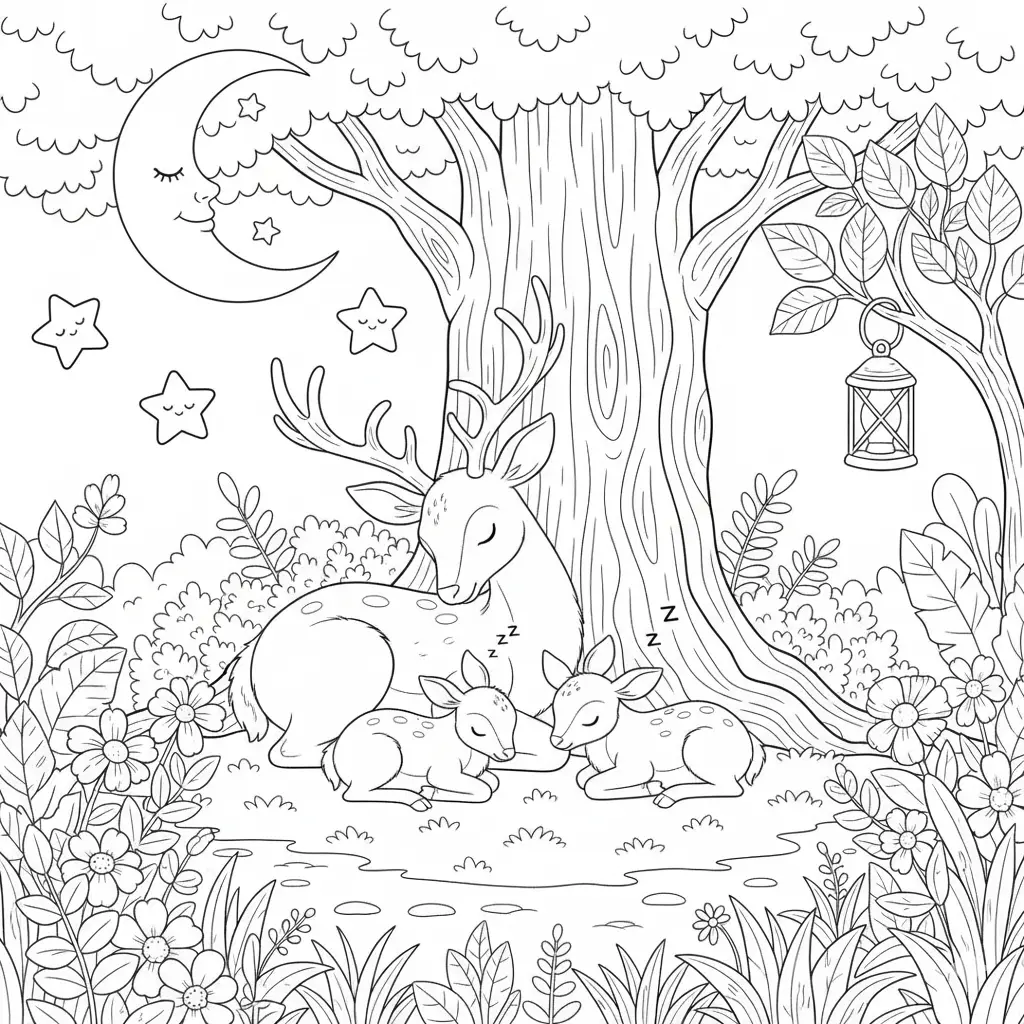 דף צביעה של איילים ישנים להדפסה