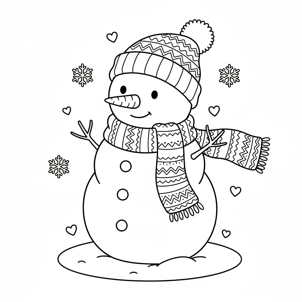 דף צביעה של איש שלג בכריסמס להדפסה