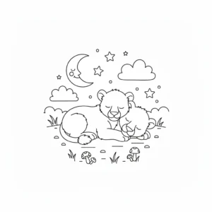 דף צביעה של גורי אריות ישנים יחד להדפסה