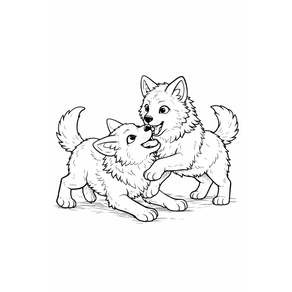 דף צביעה של גורי זאבים להדפסה