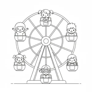 דף צביעה של גלגל ענק להדפסה