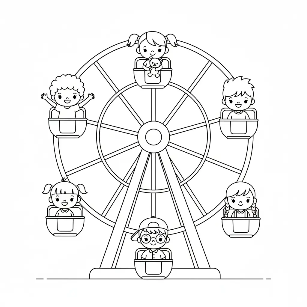 דף צביעה של גלגל ענק להדפסה