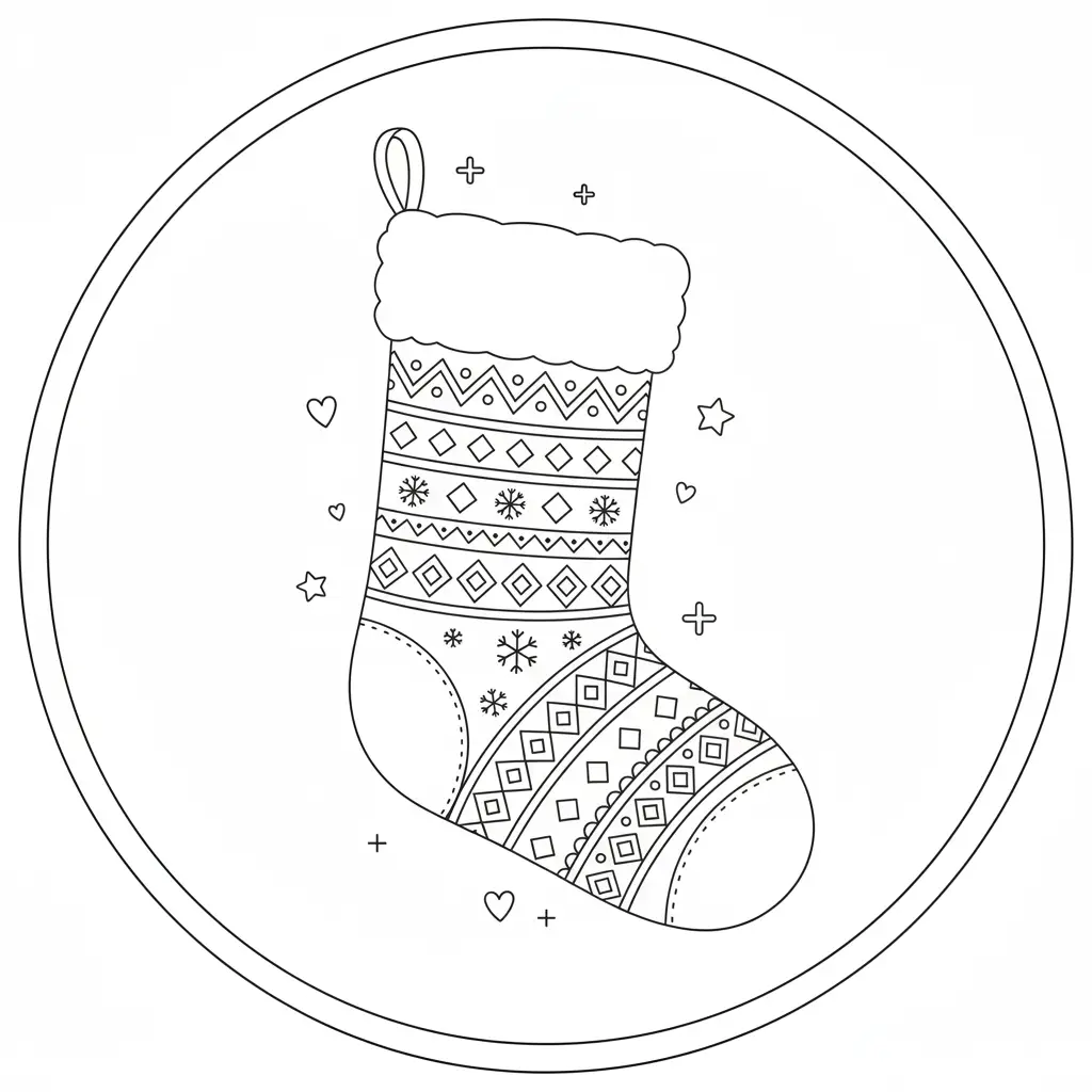 דף צביעה של גרב כריסמס להדפסה