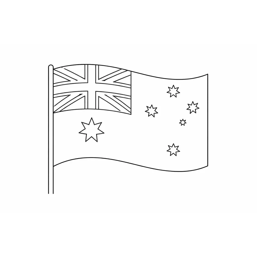 דף צביעה של דגל אוסטרליה להדפסה