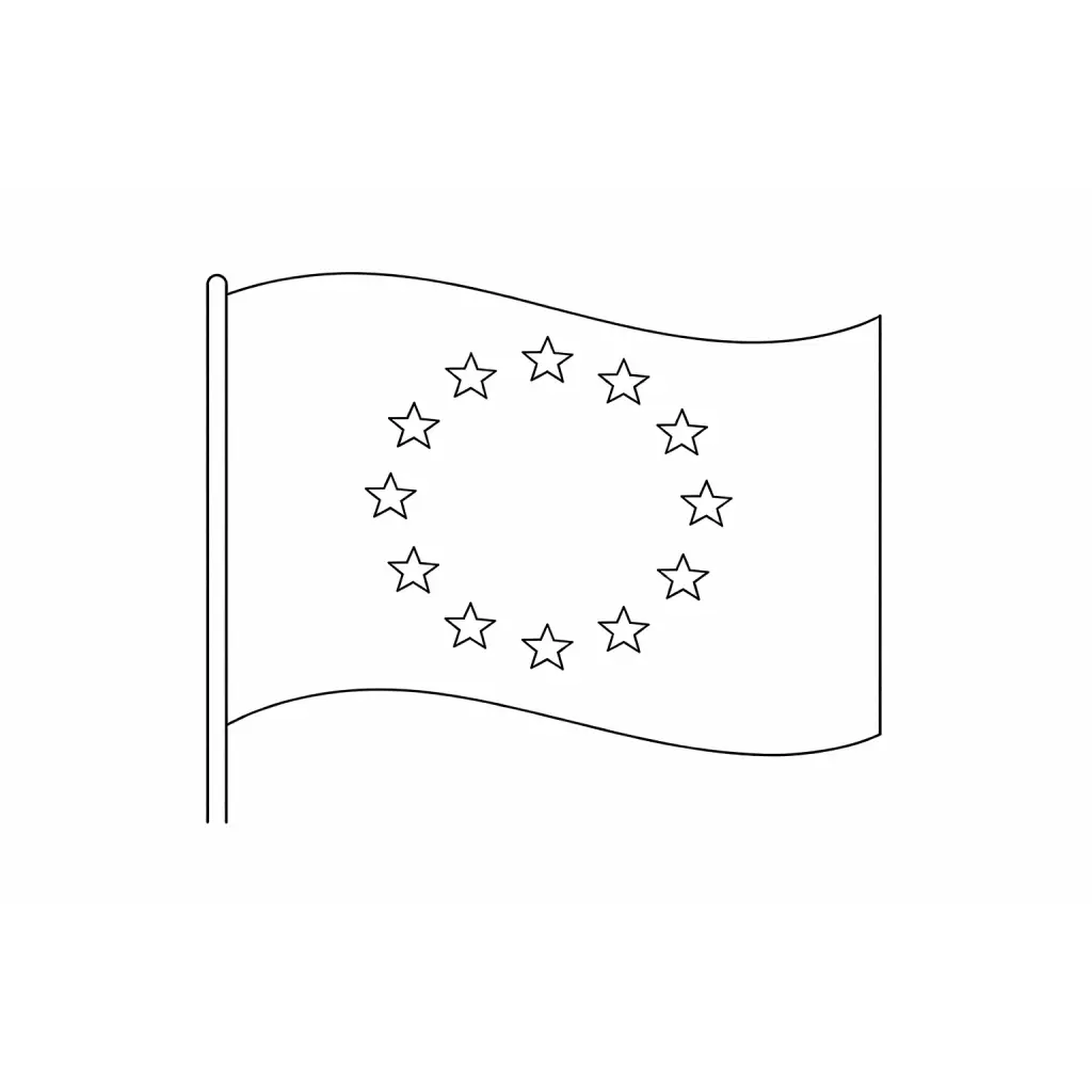 דף צביעה של דגל אירופה להדפסה