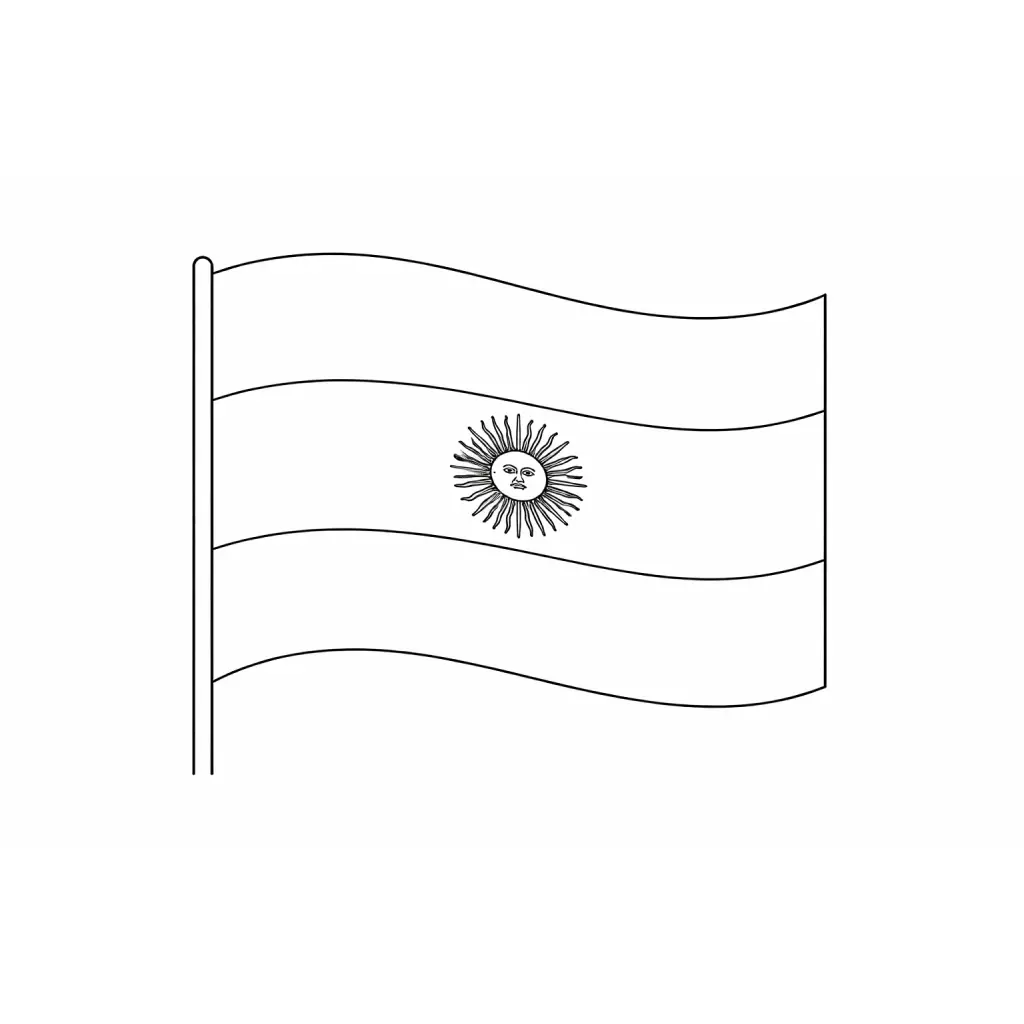 דף צביעה של דגל ארגנטינה להדפסה