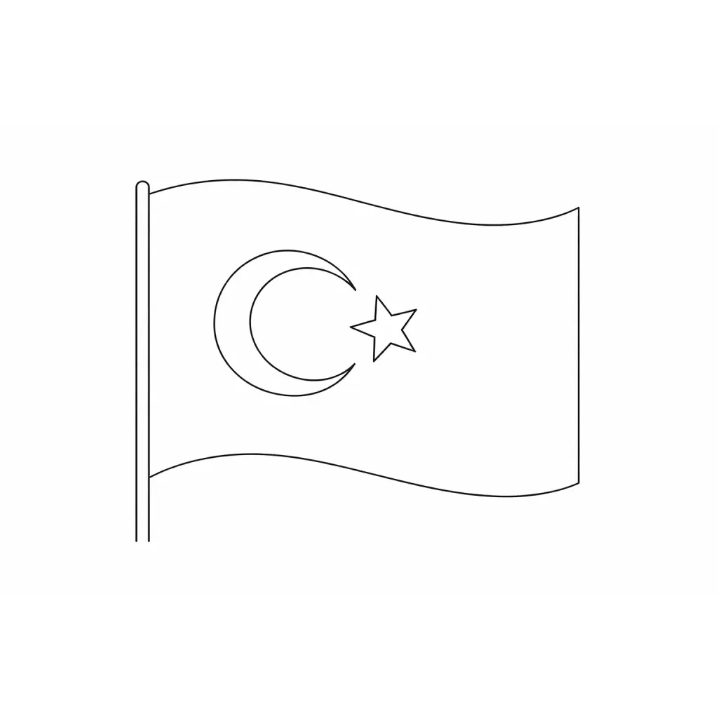 דף צביעה של דגל טורקיה להדפסה