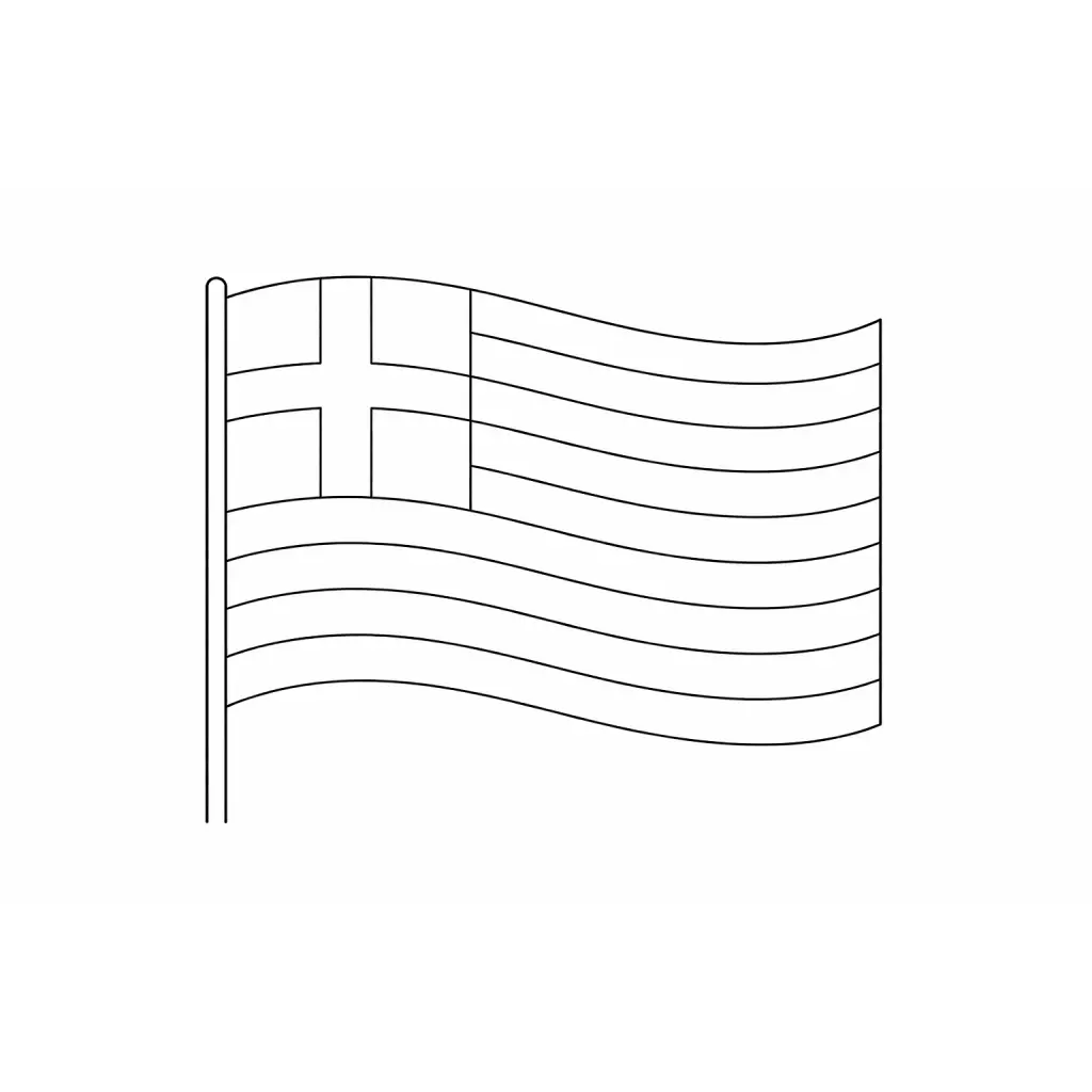 דף צביעה של דגל יוון להדפסה