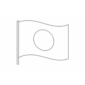 דף צביעה של דגל יפן להדפסה