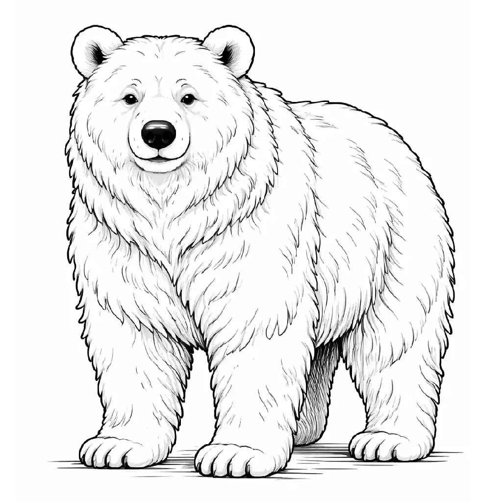 דף צביעה של דוב גדול להדפסה