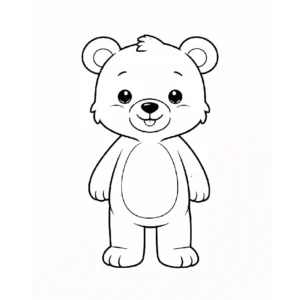 דף צביעה של דוב מחייך להדפסה