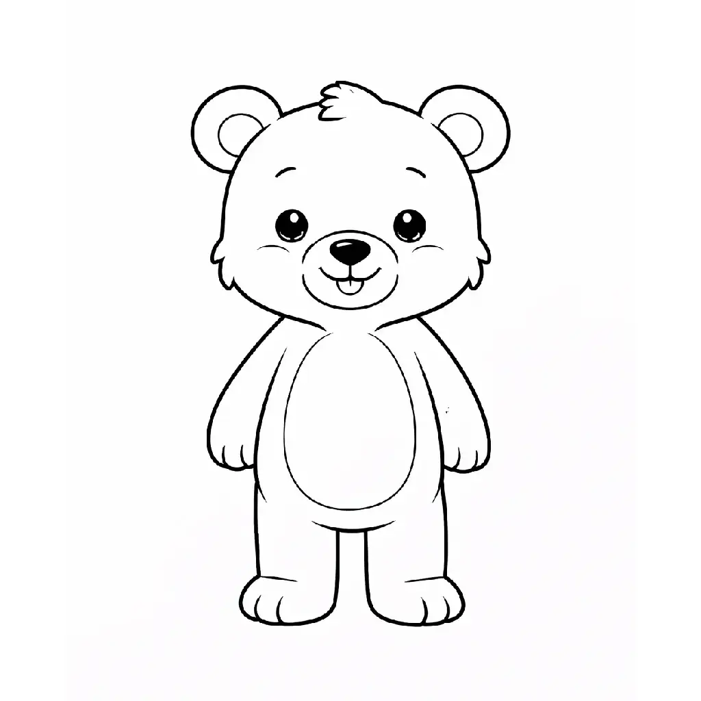 דף צביעה של דוב מחייך להדפסה